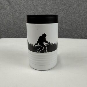 New York Bigfoot Sasquatch Pine Forest Insulated Can Cooler White Stainless 12oz